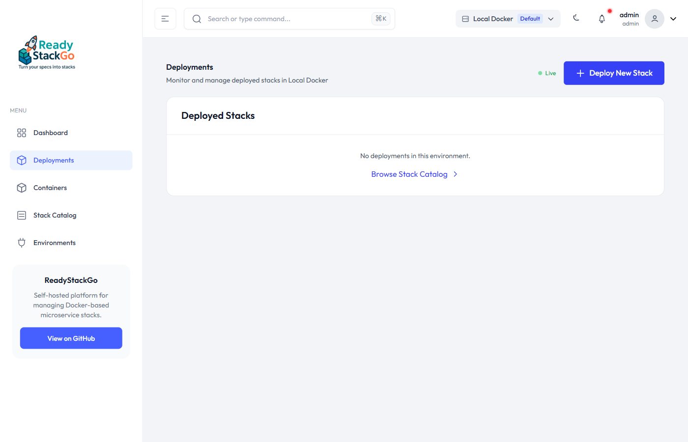 Deploy-Konfigurationsseite