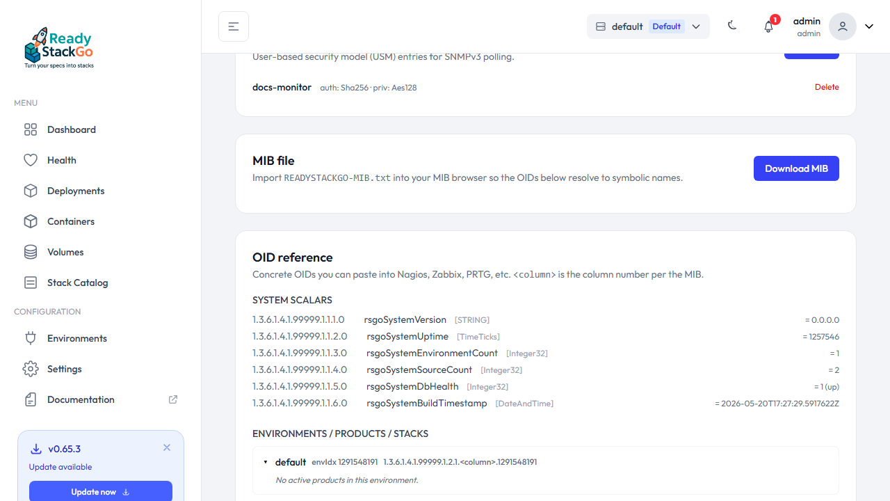 SNMPv3-User in der Liste