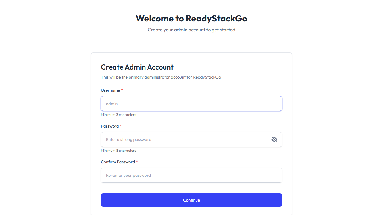 Setup-Wizard: Admin-Account erstellen
